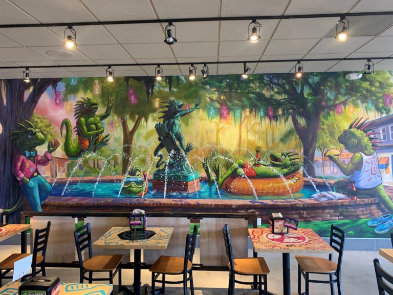Winter Park fountain mural in Tijuana Flats Aloma store.