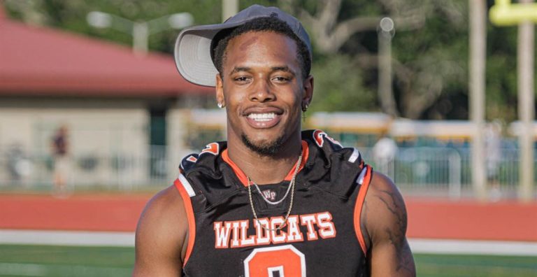 Terrance Gibbs poses in his Winter Park High School football jersey.