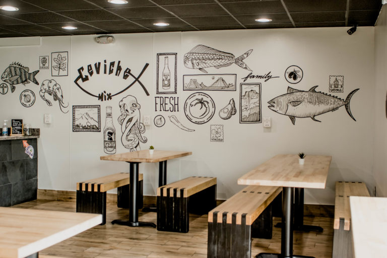 Interior mural at Ceviche Mix Winter Park.